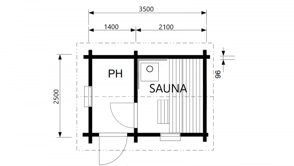 Pohjakuva sauna 25m x 35m 1